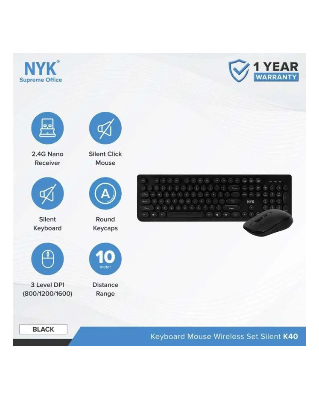 Keyboard Mouse Wireless NYK K40